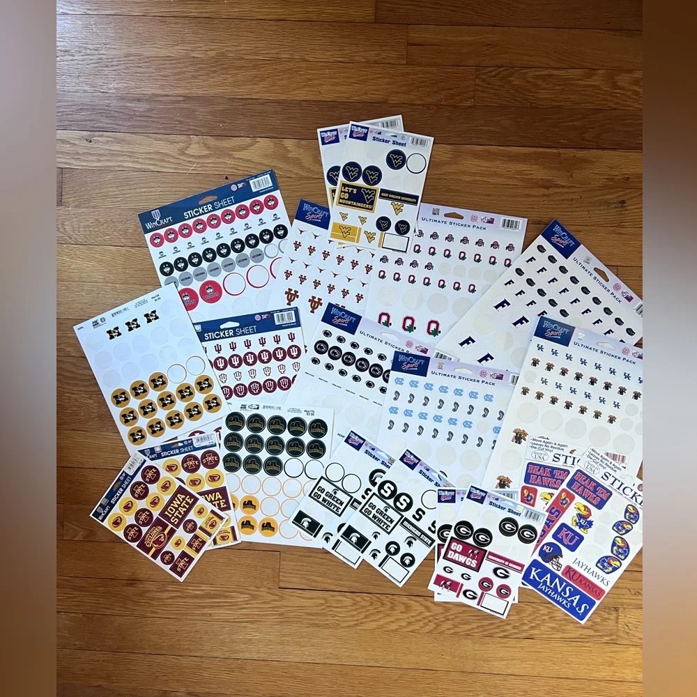 NCAA Assorted Team Logo Sticker Sheets 20 Sheets